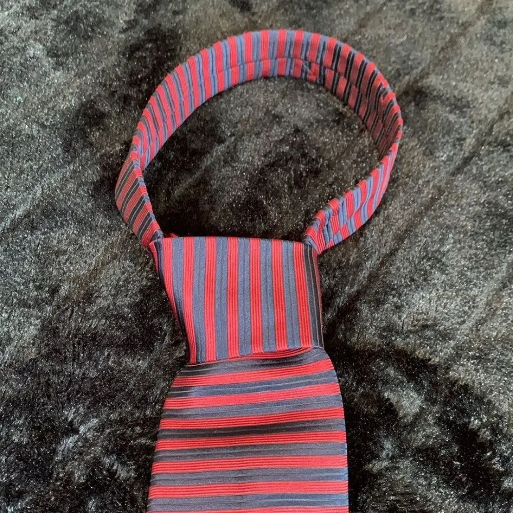 Tommy Hilfiger Red and Blue Horizontal Stripe Neck Tie